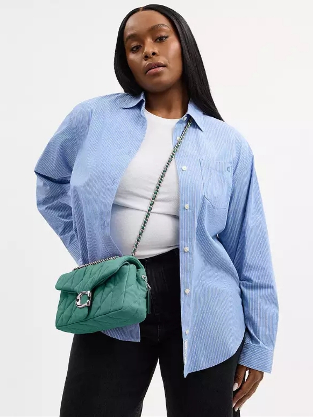 COACHQuilted Tabby Mini Denim Shoulder Bag - Picture 8 of 8